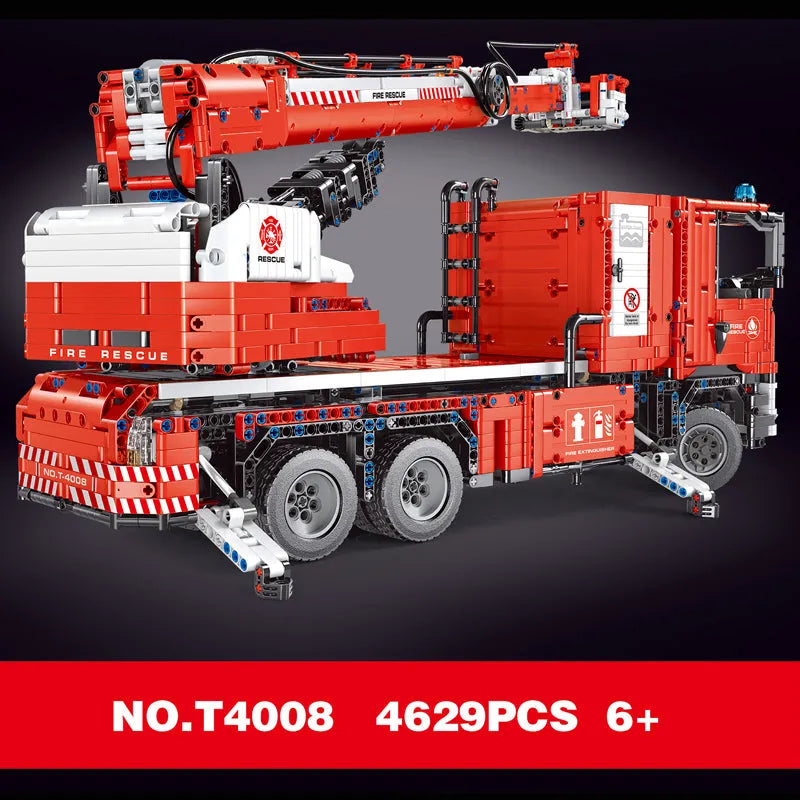 Building Blocks MOC T4008 RC APP Fire Water City Rescue Truck Bricks Toy - 6