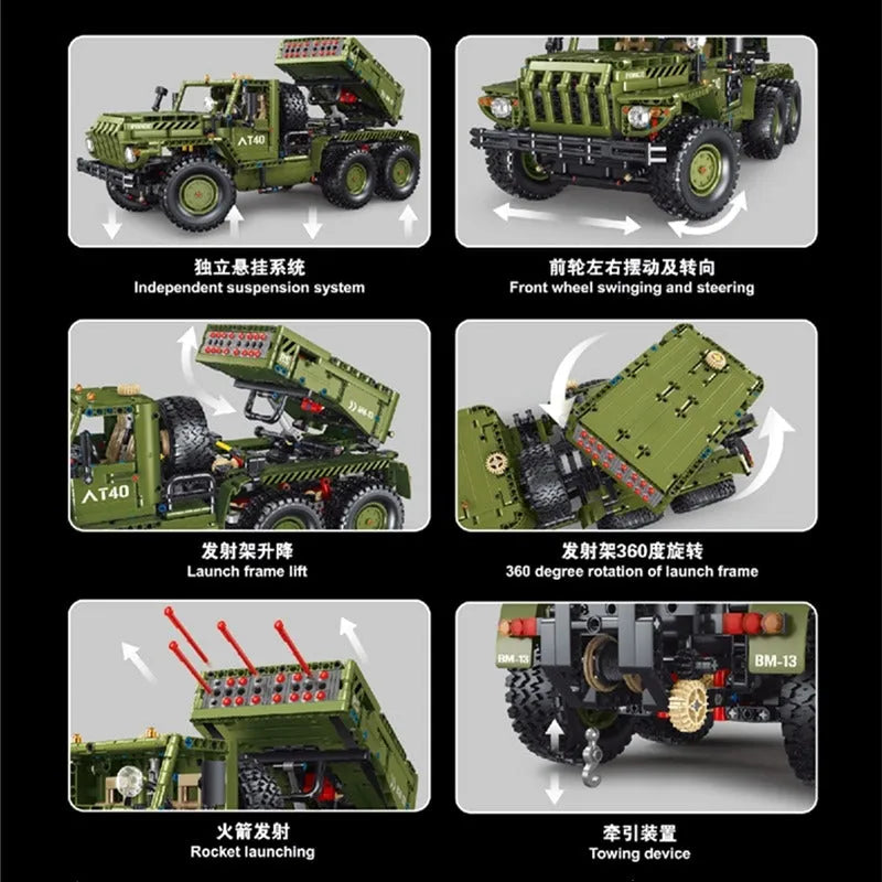 Building Blocks MOC T4011 Tech Rocket Launcher Katyusha Car Bricks Toy Construction Set Toys - 5
