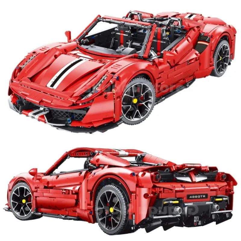 Building Blocks MOC T5005 Ferrari 488 Super Racing Sports Car Bricks Toys - 4