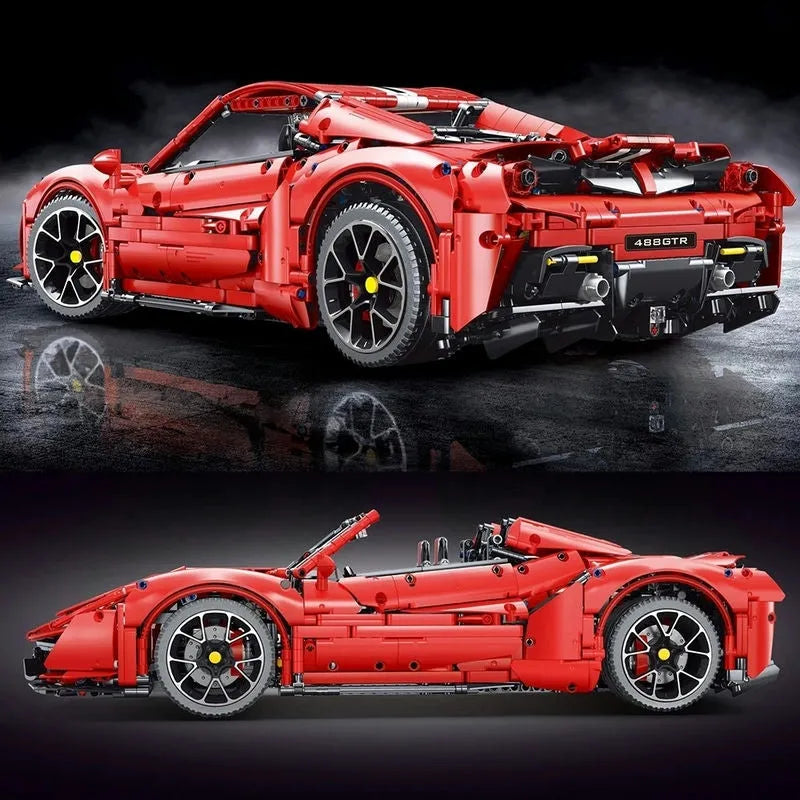 Building Blocks MOC T5005 Ferrari 488 Super Racing Sports Car Bricks Toys - 5