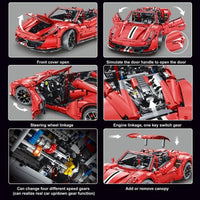 Thumbnail for Building Blocks MOC T5005 Ferrari 488 Super Racing Sports Car Bricks Toys - 6