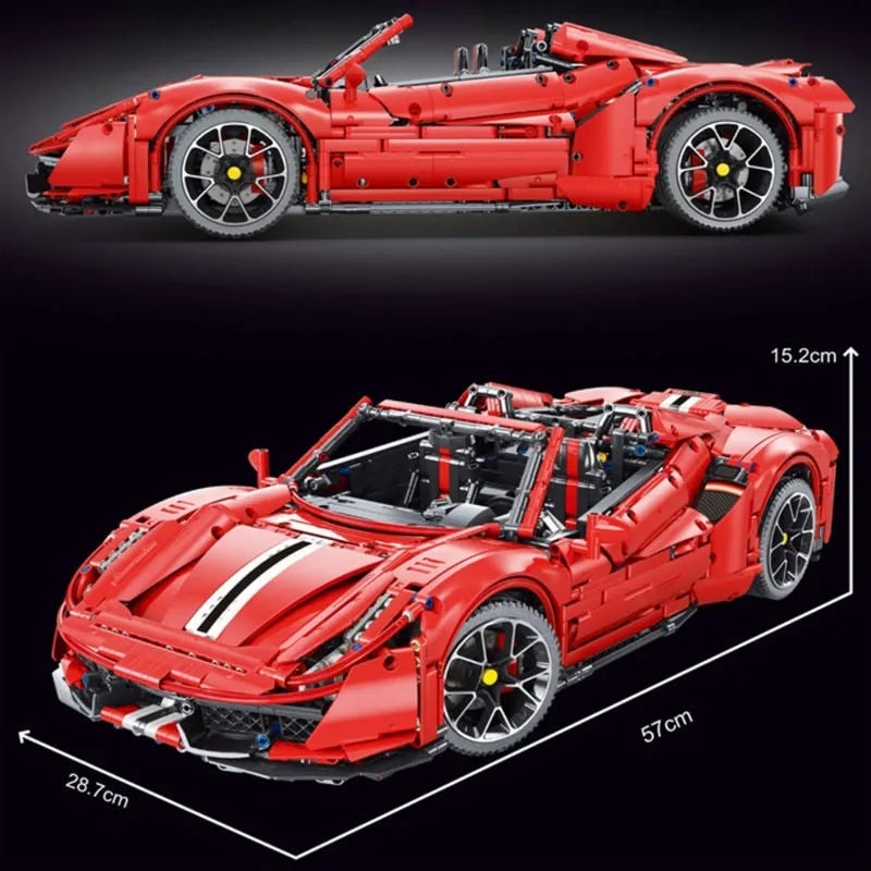Building Blocks MOC T5005 Ferrari 488 Super Racing Sports Car Bricks Toys - 3