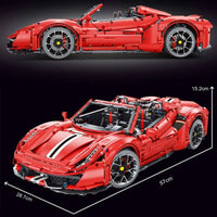 Thumbnail for Building Blocks MOC T5005 Ferrari 488 Super Racing Sports Car Bricks Toys - 3
