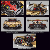 Thumbnail for Building Blocks MOC T5012C Electroplated Apollo IE Super Racing Car Bricks Toy - 3