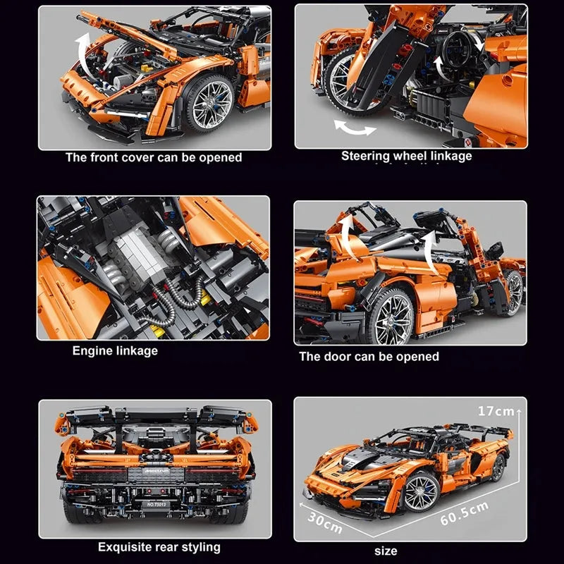 Building Blocks MOC T5013 RC Motorized McLaren Senna Hypercar Bricks Toy Construction Set Toys - 6