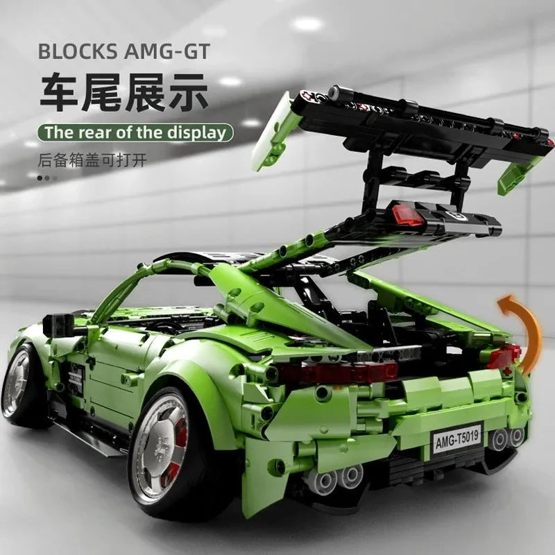 Building Blocks MOC T5019 RC Electroplated AMG GT Sport Racing Car Bricks Toy - 13