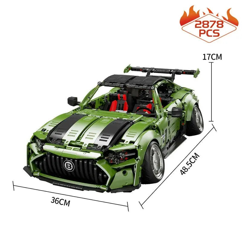Building Blocks MOC T5019 RC Electroplated AMG GT Sport Racing Car Bricks Toy - 9