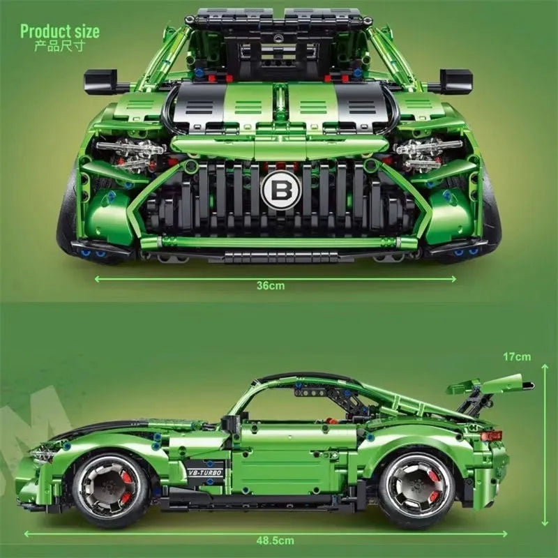 Building Blocks MOC T5019 RC Electroplated AMG GT Sport Racing Car Bricks Toy - 3