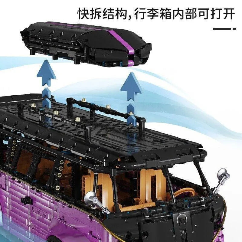Building Blocks MOC T5022A Tech Motorized RC Camper Bus Van Bricks Toy - 7