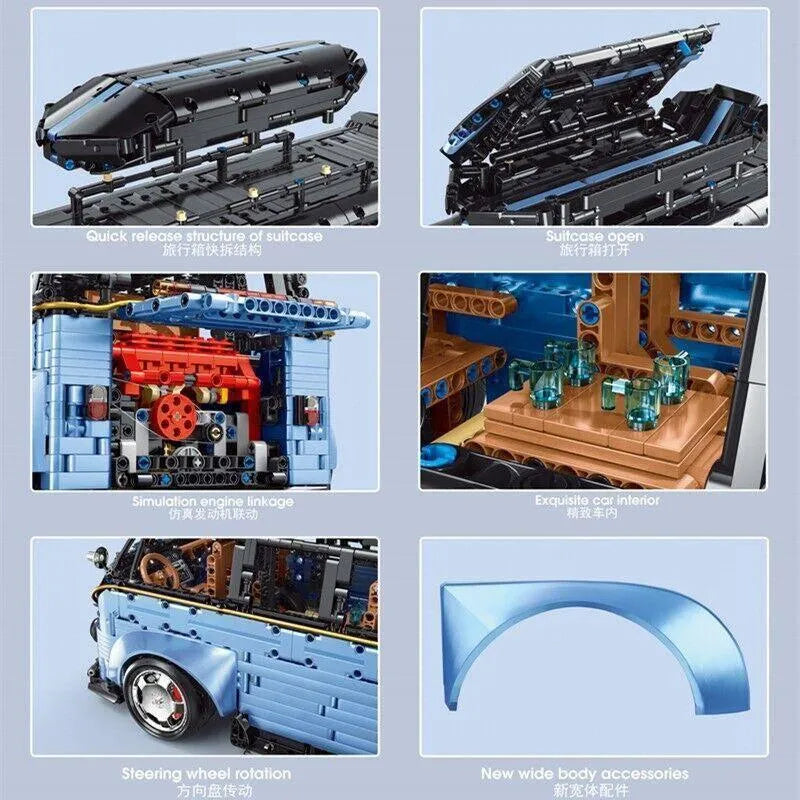 Building Blocks MOC T5022A Tech Motorized RC Camper Bus Van Bricks Toy - 6