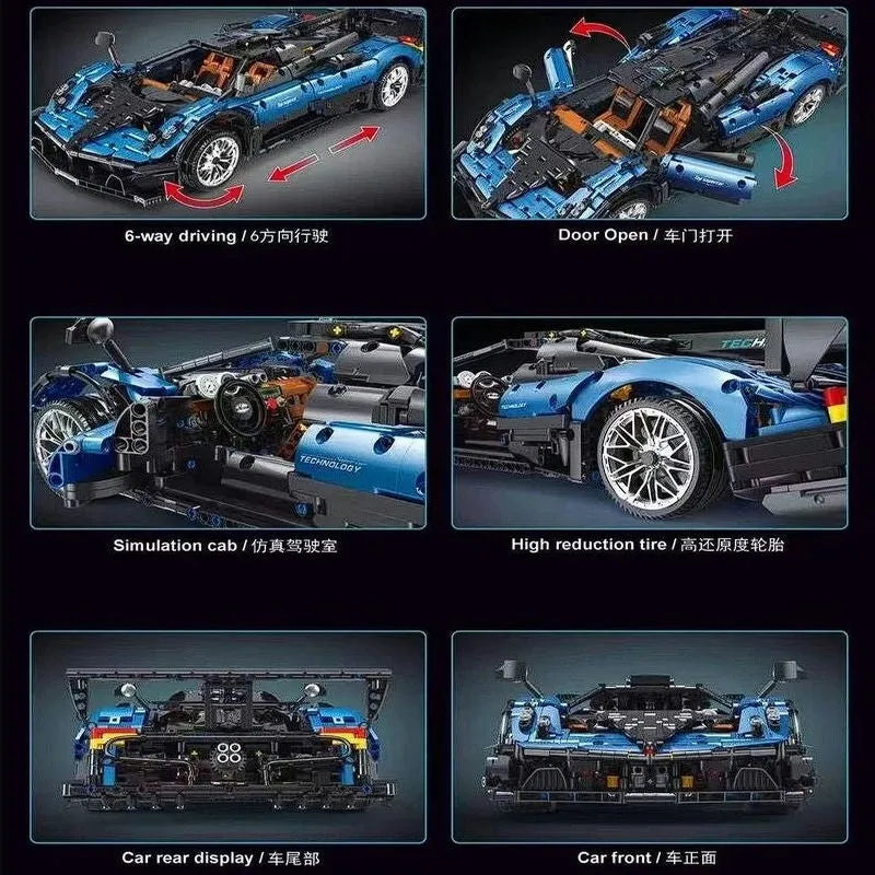 Building Blocks MOC T5038 RC APP Sports Car Pagani Zonda R Bricks Toy Construction Set Toys - 6