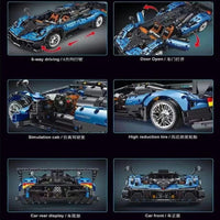 Thumbnail for Building Blocks MOC T5038 RC APP Sports Car Pagani Zonda R Bricks Toy Construction Set Toys - 6