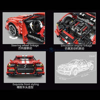 Thumbnail for Building Blocks MOC Tech Classic Shelby GT500 Racing Car Bricks Toy T5017B - 5