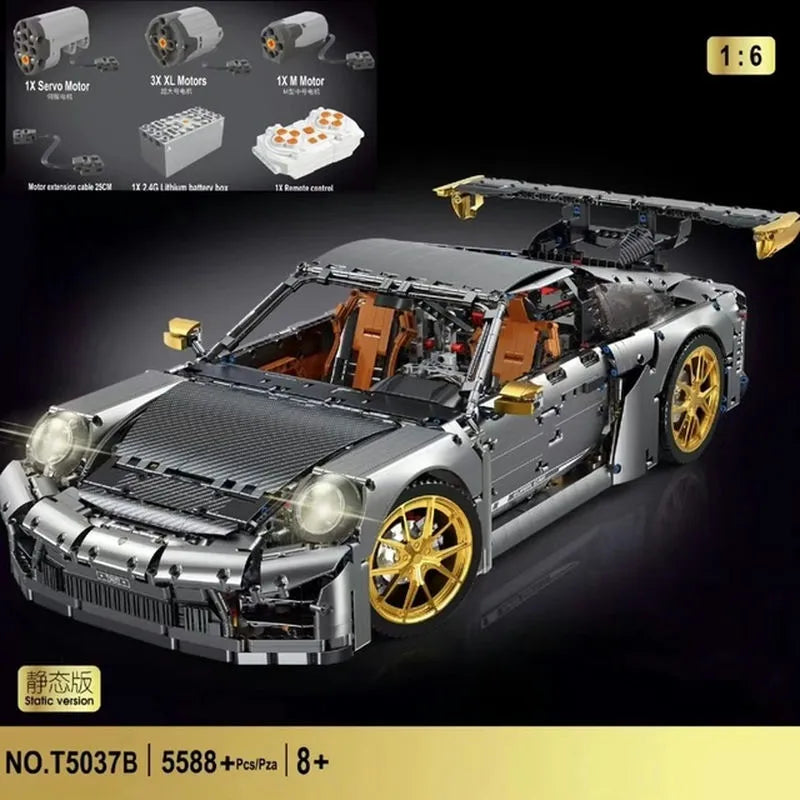 Building Blocks MOC Tech RC Super Classic Sports Car Bricks Toys T5037BP - 1