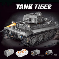 Thumbnail for Building Blocks MOC WW2 Military RC APP Heavy Tiger Tank Bricks Toys T4016 - 2
