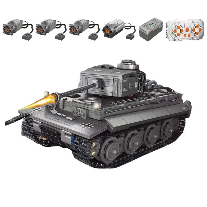Building Blocks MOC WW2 Military RC APP Heavy Tiger Tank Bricks Toys T4016 - 3