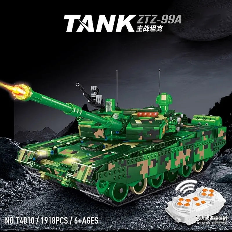 Building Blocks MOC WW2 Motorized RC ZTZ 99A Battle Tank Bricks Toys - 8