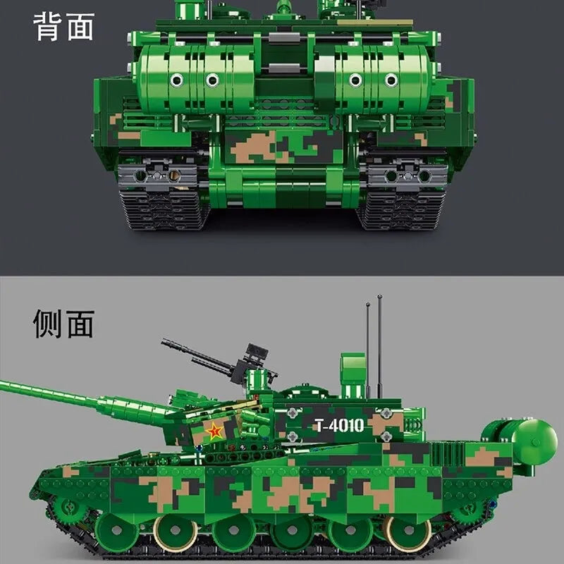 Building Blocks MOC WW2 Motorized RC ZTZ 99A Battle Tank Bricks Toys - 2