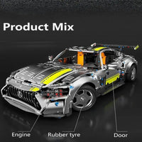 Thumbnail for Building Blocks Tech Classic MOC AMG GT Super Racing Car Bricks Toy T5035 - 4