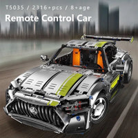 Thumbnail for Building Blocks Tech Classic MOC AMG GT Super Racing Car Bricks Toy T5035 - 6