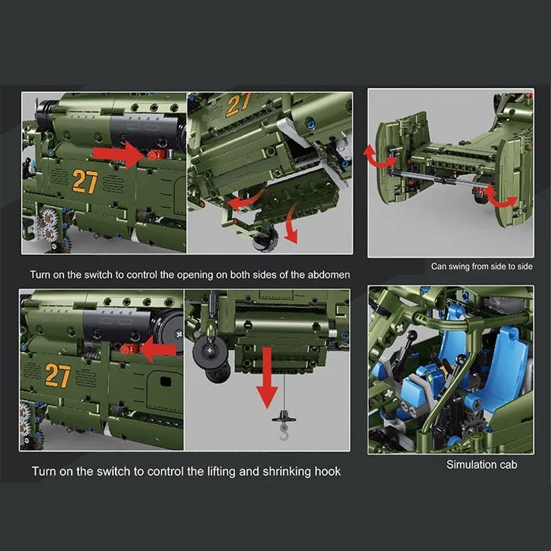 Building Blocks Tech Military Armed Ka27 Attack Helicopter Bricks Toy - 3