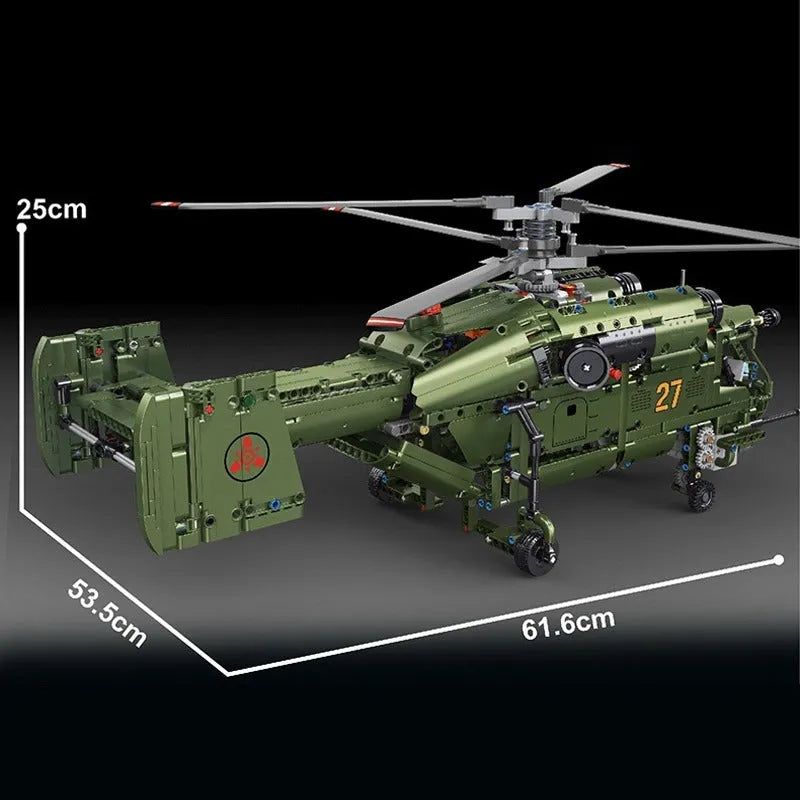 Building Blocks Tech Military Armed Ka27 Attack Helicopter Bricks Toy - 4