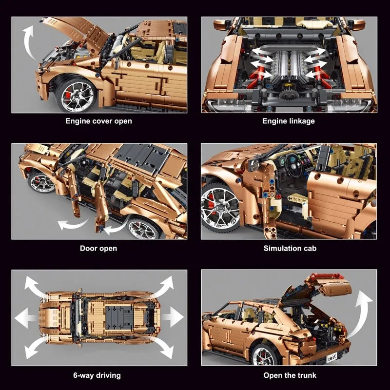 Building Blocks Tech MOC Aston Martin DBX Racing Car Bricks Toys T5024A Construction Set Toys - 5