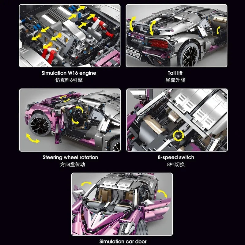 Building Blocks Tech MOC Bugatti Divo Racing Car Bricks Toys T5004A Construction Set Toys - 6