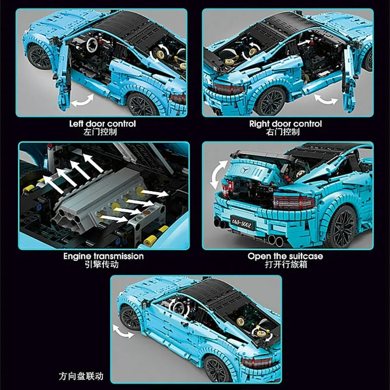 Building Blocks Tech MOC C63 AMG Racing Car Bricks Toy T5002 Construction Set Toys - 6