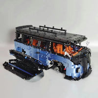 Thumbnail for Building Blocks Tech MOC Electroplated Camper Bus Van Bricks Toy T5022A - 11