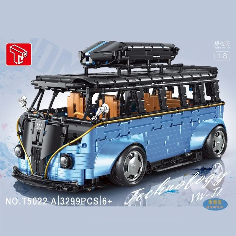 Building Blocks Tech MOC Electroplated Camper Bus Van Bricks Toy T5022A Construction Set Toys - 2