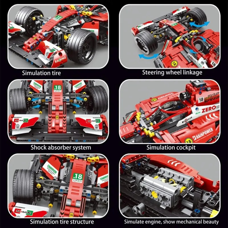 Building Blocks Tech MOC F1 Alternate Super Racing Car Bricks Toy T2018 - 4