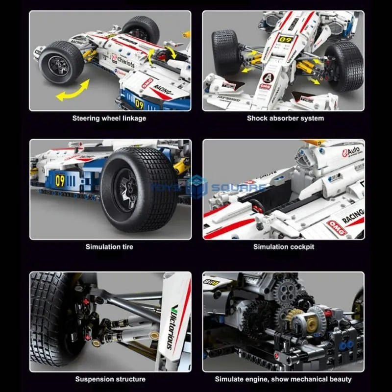 F1 Bricks Rc Tech MOC F1 Formula Racing Sports Car Bricks Toy T5009