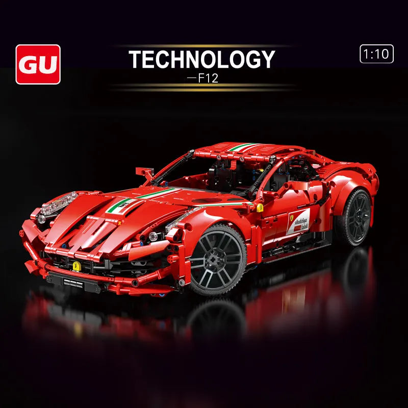 Building Blocks Tech MOC Ferrari F12 Berlinetta Sports Car Bricks Toy T5001 - 2