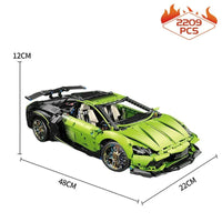 Thumbnail for Building Blocks Tech MOC Green Concept Sports Car Bricks Toys T5028 Construction Set Toys - 1