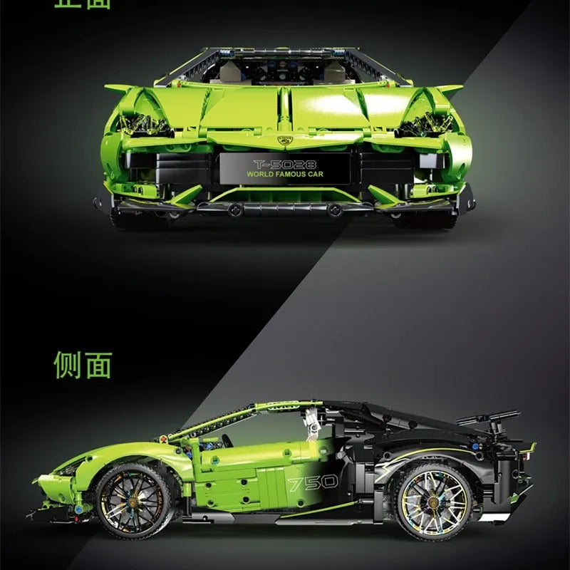 Building Blocks Tech MOC Green Concept Sports Car Bricks Toys T5028 - 6
