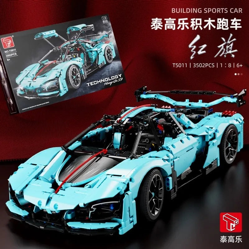 Building Blocks Tech MOC Hong Qi S9 Super Racing Car Bricks Toys T5011 - 9