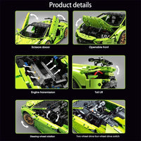 Thumbnail for Building Blocks Tech MOC Huracan Evo Spyder Racing Car Bricks Toy T5003 - 12