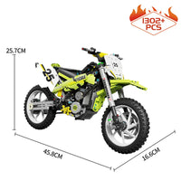 Thumbnail for Building Blocks Tech MOC Off Road Motorcycle City Motocross Bricks Toy T4018 Construction Set Toys - 7