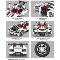 Thumbnail for Building Blocks Tech MOC Porsche 911 RSR Sports Car Bricks Toy T2008 Construction Set Toys - 3