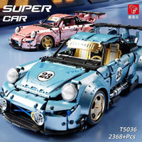 Thumbnail for Building Blocks Tech MOC Porsche 911 RWB Supercar Bricks Toy T5036A - 3