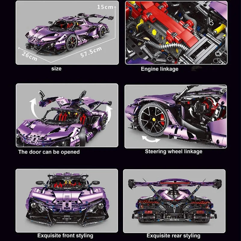 Building Blocks Tech MOC RC Apollo IE Super Racing Car APP Bricks Toys T5012B Construction Set Toys - 5