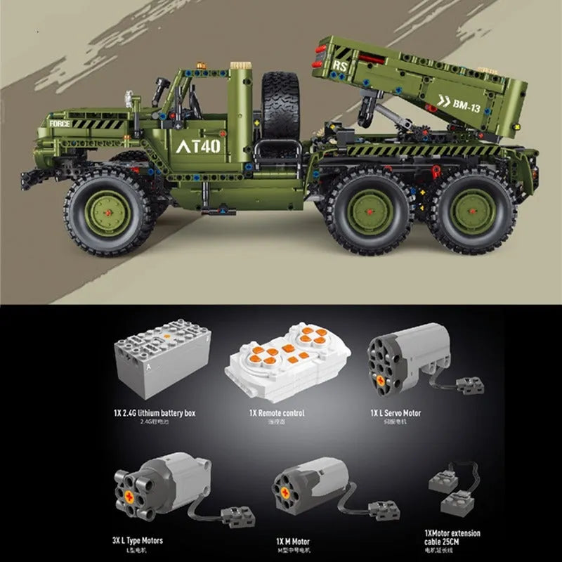 Building Blocks Tech MOC RC Katyusha Rocket Launcher Car Bricks Toys T4011 Construction Set Toys - 4
