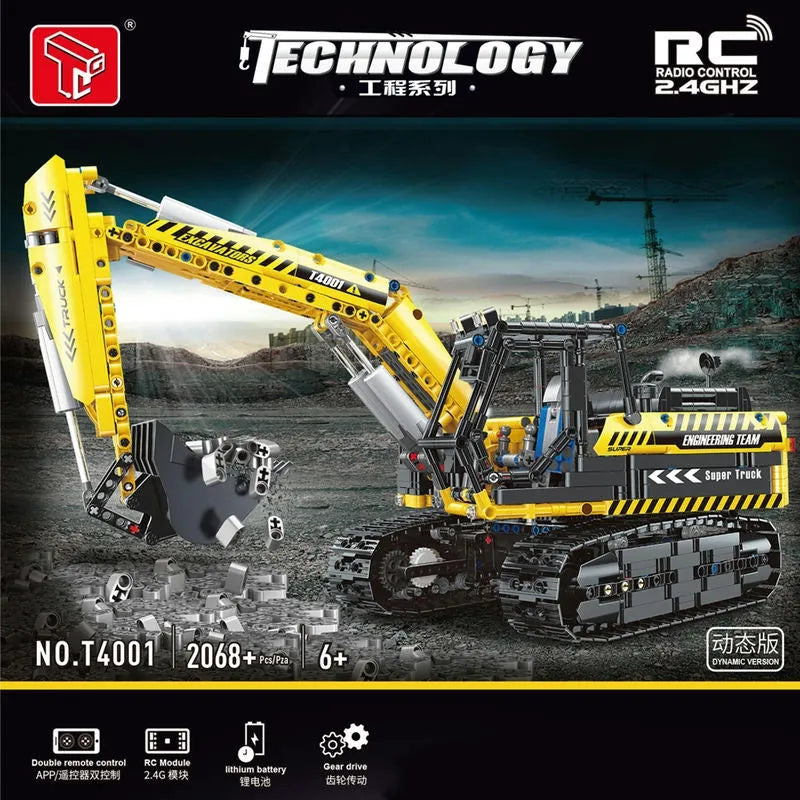Building Blocks Tech MOC RC Motorized Excavator Truck Bricks Toys T4001 - 2