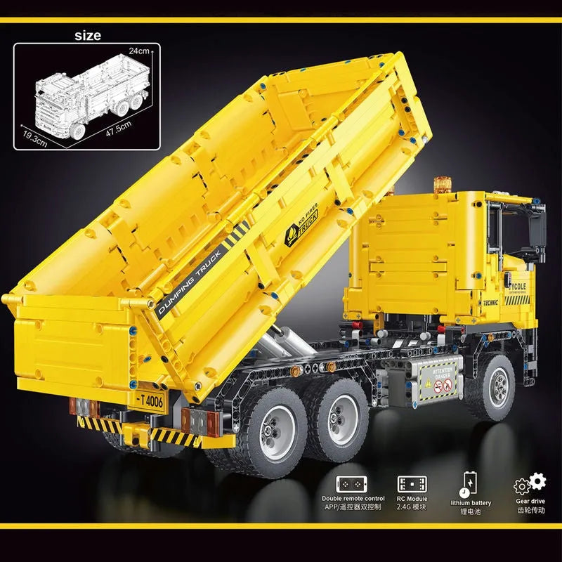 Building Blocks Tech MOC RC Motorized Heavy Dump Truck Bricks Toy T4006 - 4