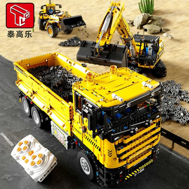 Building Blocks Tech MOC RC Motorized Heavy Dump Truck Bricks Toy T4006 - 3