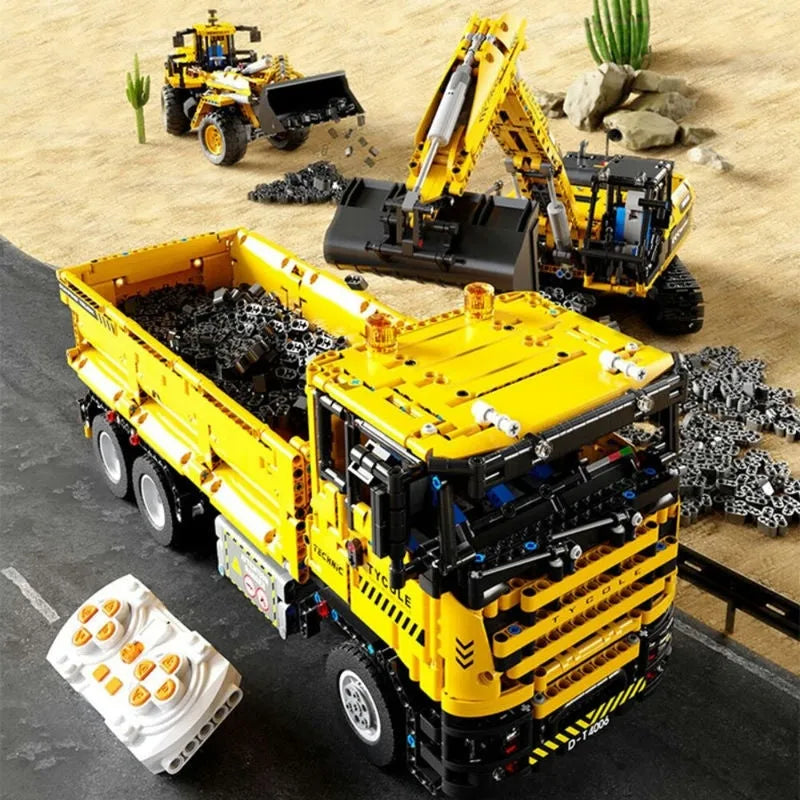 Building Blocks Tech MOC RC Motorized Heavy Dump Truck Bricks Toy T4006 - 13