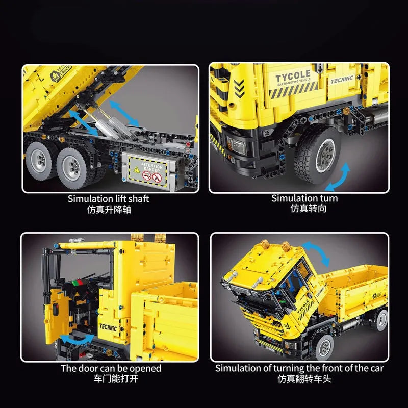Building Blocks Tech MOC RC Motorized Heavy Dump Truck Bricks Toy T4006 - 6