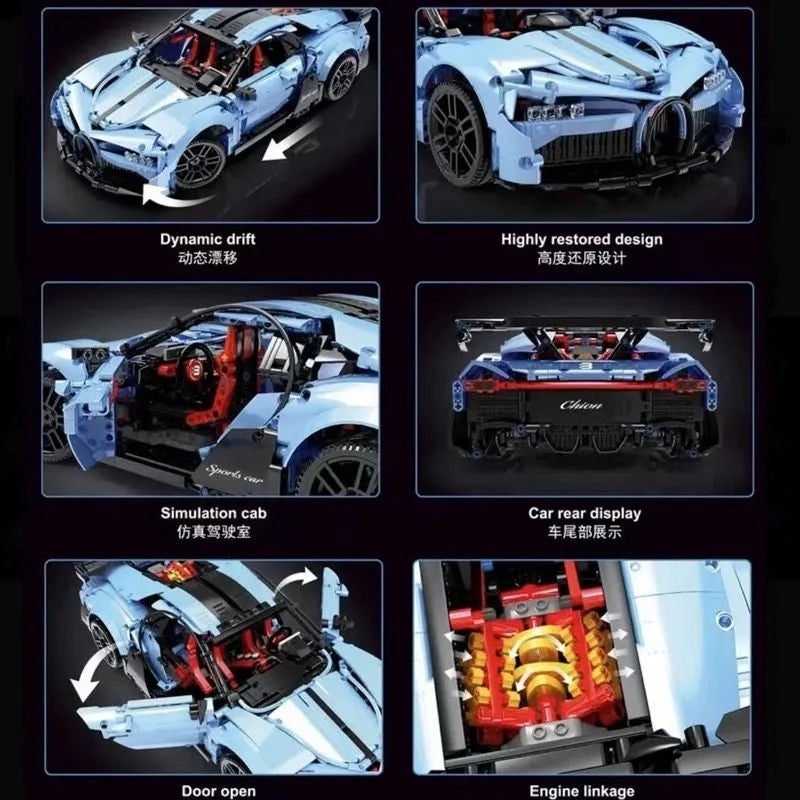 Building Blocks Tech MOC Super Sports Racing Car Bricks Toys T5027A Construction Set Toys - 5
