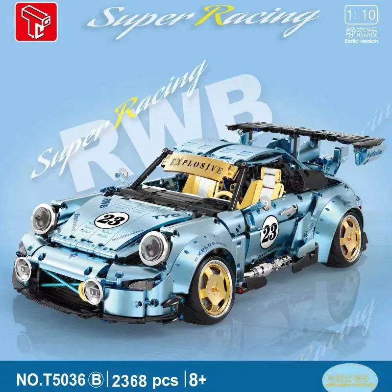 Building Blocks Tech MOC Supercar Porsche 911 RWB Bricks Toys T5036B - 2